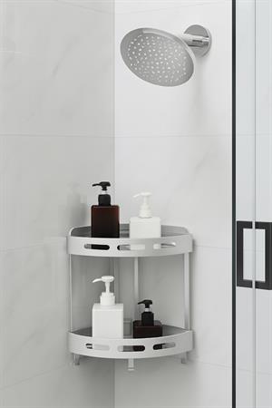 Alüminyum Paslanmaz 2 Katlı Banyo Köşe Rafı Banyo Düzenleyici Organizer