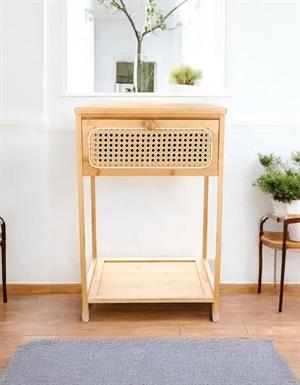 Bambu 2 Katlı Çekmeceli Oturma Odası Yatak Odası Komodini Rattan Komodin