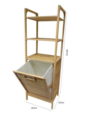 Bambu 3 Raflı Kirli Sepeti Çok Amaçlı Banyo Düzenleyici Organizer Raf