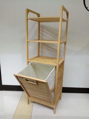 Bambu 3 Raflı Kirli Sepeti Çok Amaçlı Banyo Düzenleyici Organizer Raf