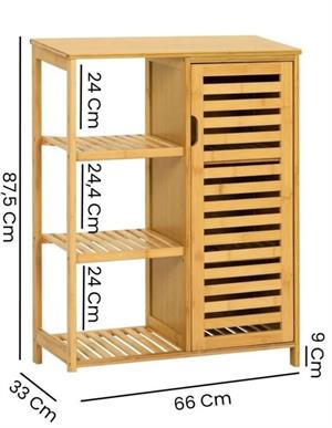 Bambu 5 Raflı Kapaklı Salon Mutfak Banyo Dolabı Düzenleme Organizeri