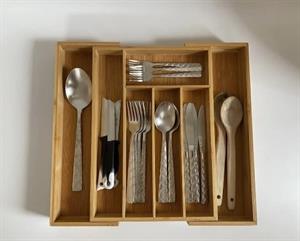 Bambu Ayarlanabilir Çekmeceli Kaşıklık 5-7 Bölmeli Bambu Kaşıklık