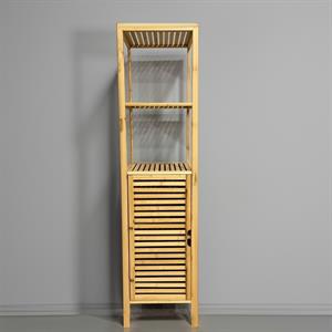 Bambu Banyo Dolabı 5 Raflı Kapaklı Banyo Düzenleme Dolabı Havlu Dolabı