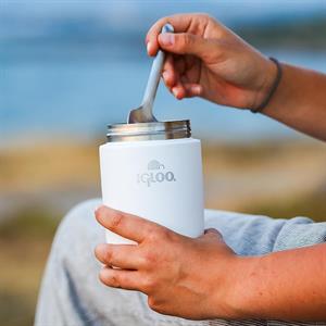 Bambu Kapak Yemek Termosu 500ml Çelik Termos Beyaz 12 Saat Sıcak Tutar