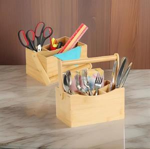 Bambu Kaşıklık Çatal Bıçak Sepeti Çok Amaçlı Organizer Mutfak Düzenleyici