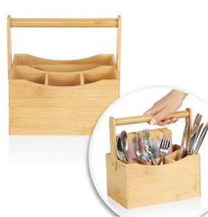 Bambu Kaşıklık Çatal Bıçak Sepeti Çok Amaçlı Organizer Mutfak Düzenleyici