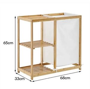 Bambu Kirli Çamaşır Sepeti Banyo Düzenleme Dolabı Raflı Banyo Organizeri