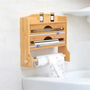 Bambu Streç Ve Folyo kesici Kağıt Havluluk 4 ü 1 Arada Bambu Baharatlık