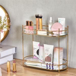 Banyo Kozmetik Takı Düzenleyici Çok Amaçlı Oval Organizer 2 Katlı