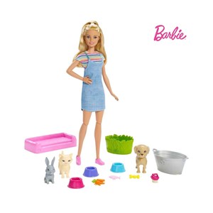 Barbie ve Hayvanları Banyo Eğlencesinde Oyun Seti