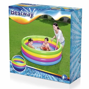 Bestway 51117 Dört Halkalı Renkli Şişme Havuz 157 x 46 cm Çocuk Havuzu
