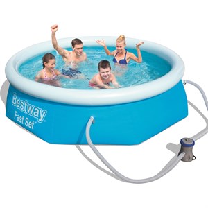 Bestway 57268 Şişme Aile Havuzu 220V-240V Filtreli Motorlu Şişme Havuz 240X240 CM 2300 Lt Kapasite