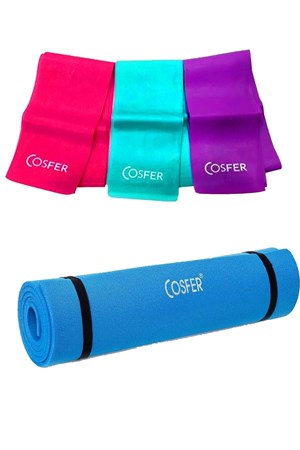 Cosfer 100 MM Yoga Pilates Mat Ve 120X7.5 Cm Pilates Bant Seti