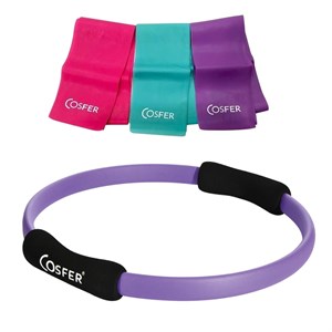 Cosfer 8Li Pilates Seti Top Mat Çember Bant Dambıl Pompa Atlama İpi