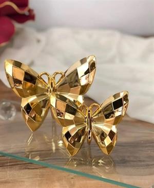 Dekoratif 2 Li Biblo Kelebek Mini Süs Gold Colour