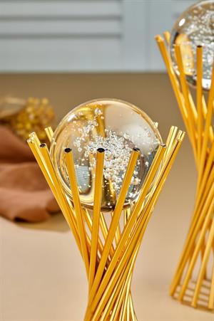 Dekoratif 2li Burmalı Çapraz Ayaklı Küre Süs Eşyası Biblo