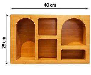 Dekoratif Bambu Duvar Rafı 40X28 Cm Dekor Obje Düzenleyici Organizer Raf