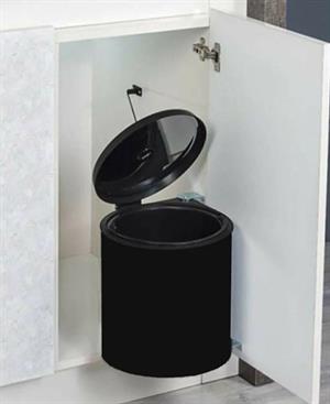 Dolap İçi Otomatik Kapak Çöp Kovası 11 Litre Mutfak Krom Çöp Kovası Siyah