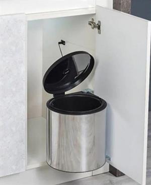 Dolap İçi Otomatik Kapak Çöp Kovası 11 Litre Mutfak Krom Çöp Kovası