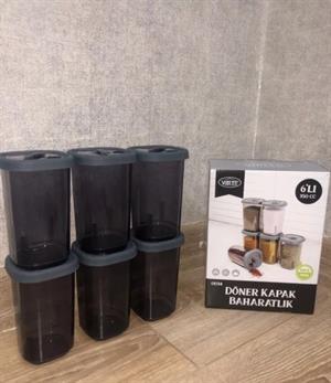 Döner Kapaklı Baharatlık Seti 350 CC 6lı Baharatlık