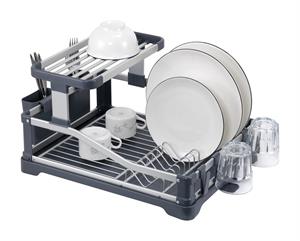 Elips Alüminyum Bulaşıklık Paslanmaz 2 Katlı Bardak Tabak Kurutma Sepeti