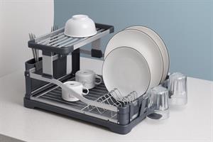 Elips Alüminyum Bulaşıklık Paslanmaz 2 Katlı Bardak Tabak Kurutma Sepeti