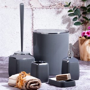 Fitilli 5Li Banyo Seti Kron Füme Lavabo Takımı
