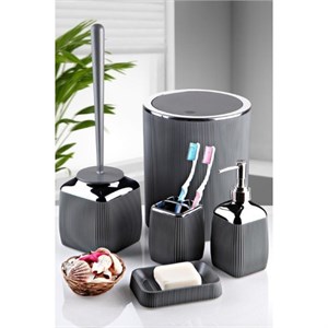 Fitilli 5Li Banyo Seti Kron Füme Lavabo Takımı