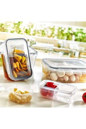 Fresh Box 3lü Dikdörtgen Saklama Kabı Seti 0.4 + 0.8 + 1.4 Lt