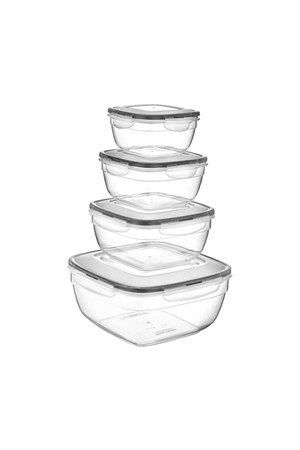 Fresh Box 4lü Kare Saklama Kabı Seti 0,6 + 1 + 1,7 + 4 Lt