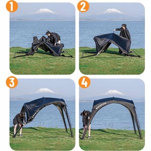 Instant Pavilion Gazebo 300x300x215cm Siyah Plaj Bahçe Tentesi Açık Çadır