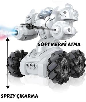 Kumandalı Işıklı Mermi Ve Buhar Atan Full Fonksiyon Robot Araba