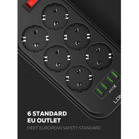 LDNIO SE-6403 3.4A Auto 4 Port Usb Girişli 6lı Akım Korumalı Priz