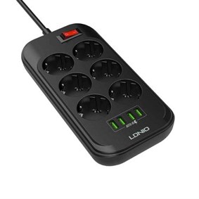 LDNIO SE-6403 3.4A Auto 4 Port Usb Girişli 6lı Akım Korumalı Priz