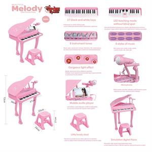 Mikrofonlu 37 Tuşlu Mp3 Çalar Pembe Piyano