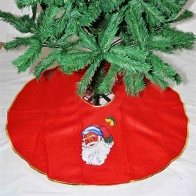 Noel Babalı Kırmızı Keçe Yılbaşı Çam Ağacı Altı Örtüsü 90 Cm