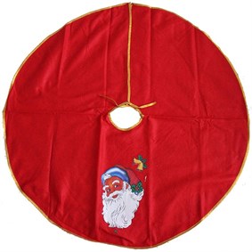 Noel Babalı Kırmızı Keçe Yılbaşı Çam Ağacı Altı Örtüsü 90 Cm