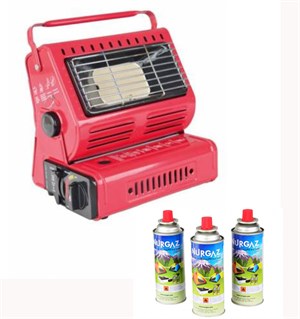 Nurgaz Portatif Kamp Sobası NG 506 ve 3 Adet 220 gr Kartuş