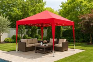 Otomatik Gazebo Çardak 240 X 240 Cm Tente Teras Bahçe Kamelyası Gölgelik Kırmızı