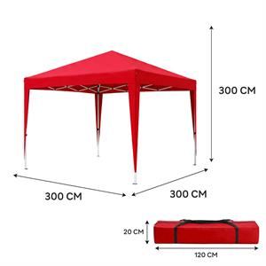 Otomatik Gazebo Çardak 300 X 300 Cm Tente Teras Bahçe Kamelyası Gölgelik Kırmızı