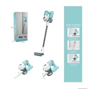 Pilli Sesli Vakumlu Dikey Elektrik Süpürgesi Çekme Özellikli Eğitici Oyuncak Yeşil