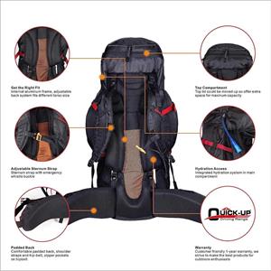 Quickup Hiking Sırt Çantası 65 Litre- Kırmızı Dağcı Sırt Çantası Kamp Çantası