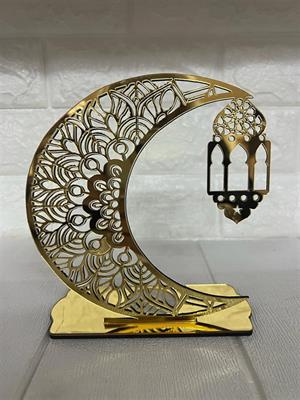 Ramazan Özel Dekoratif Pleksi Mumluk Gold Kandil 18 X 16 Cm