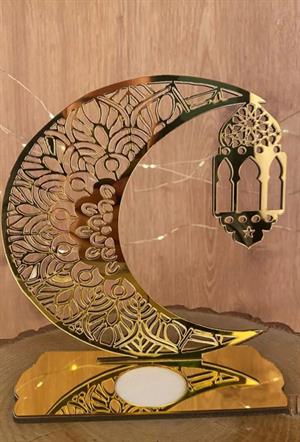 Ramazan Özel Dekoratif Pleksi Mumluk Gold Kandil 18 X 16 Cm