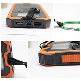 Solar Powerbank Güneş Enerjili Su Geçirmez 12000 Mah 6 Led Işıklı