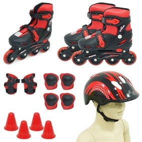 Sportica Çantalı Ayarlanabilir Paten Seti Kırmızı