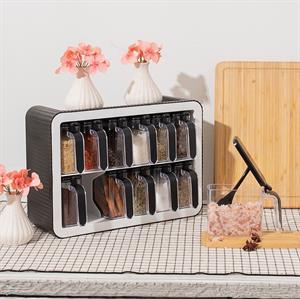 Standlı Baharatlık Takımı Kaşıklı Ve Kapaklı 12li Baharatlık Seti