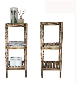 Üç Katlı Çok Amaçlı Raf Dekoratif Vernikli Ahşap Masif 1. Sınıf Ev Banyo Ofis