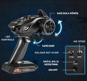 Uzaktan Kumandalı 50 Km Hız Yapan 1:16 Elektrikli Şarjlı 4x4 Arazi Aracı SUV