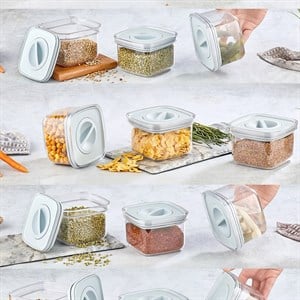 Vakumlu Sızdırmaz Kilitli Kapak Saklama Kabı Seti 3lü Erzak Kutusu 0,5 Lt